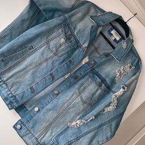 Oversized Distressed Jean Jacket